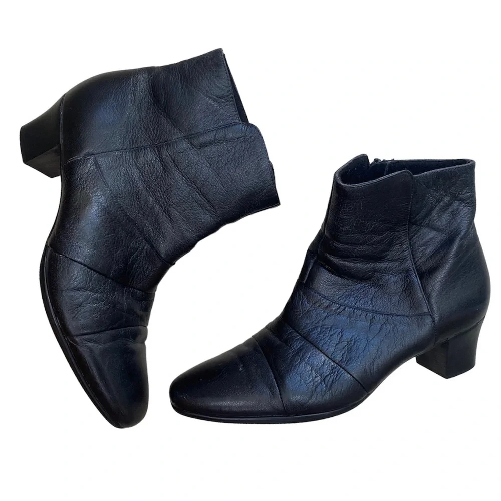 Munro American Black Zip up Bootie Faith Black Kid Size 9.5 Wide - Picture 2 of 11
